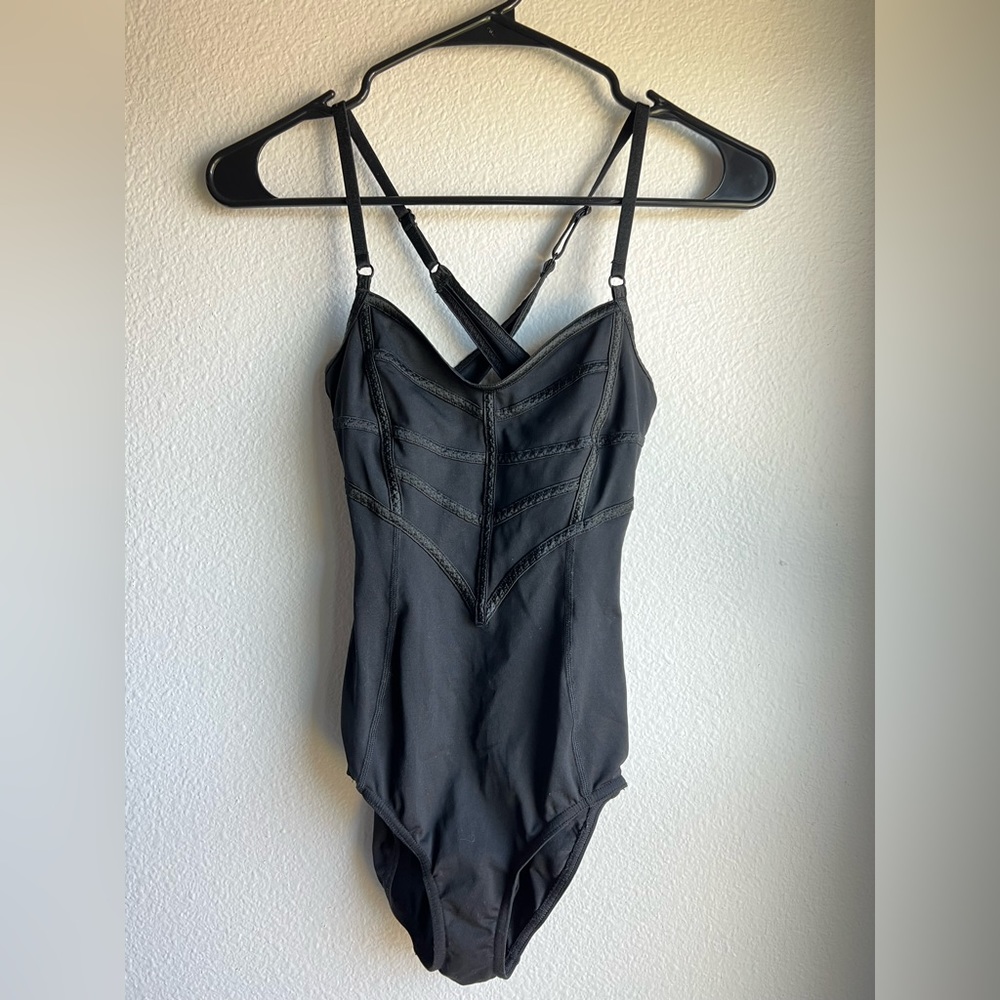Lulu Lemon Black Chasse Leotard/Bodysuit